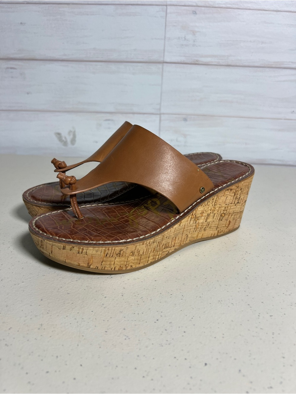 Sam Edelman ROR 3D platform leather wedge thong sandals sz 8 chunky sub-styles
